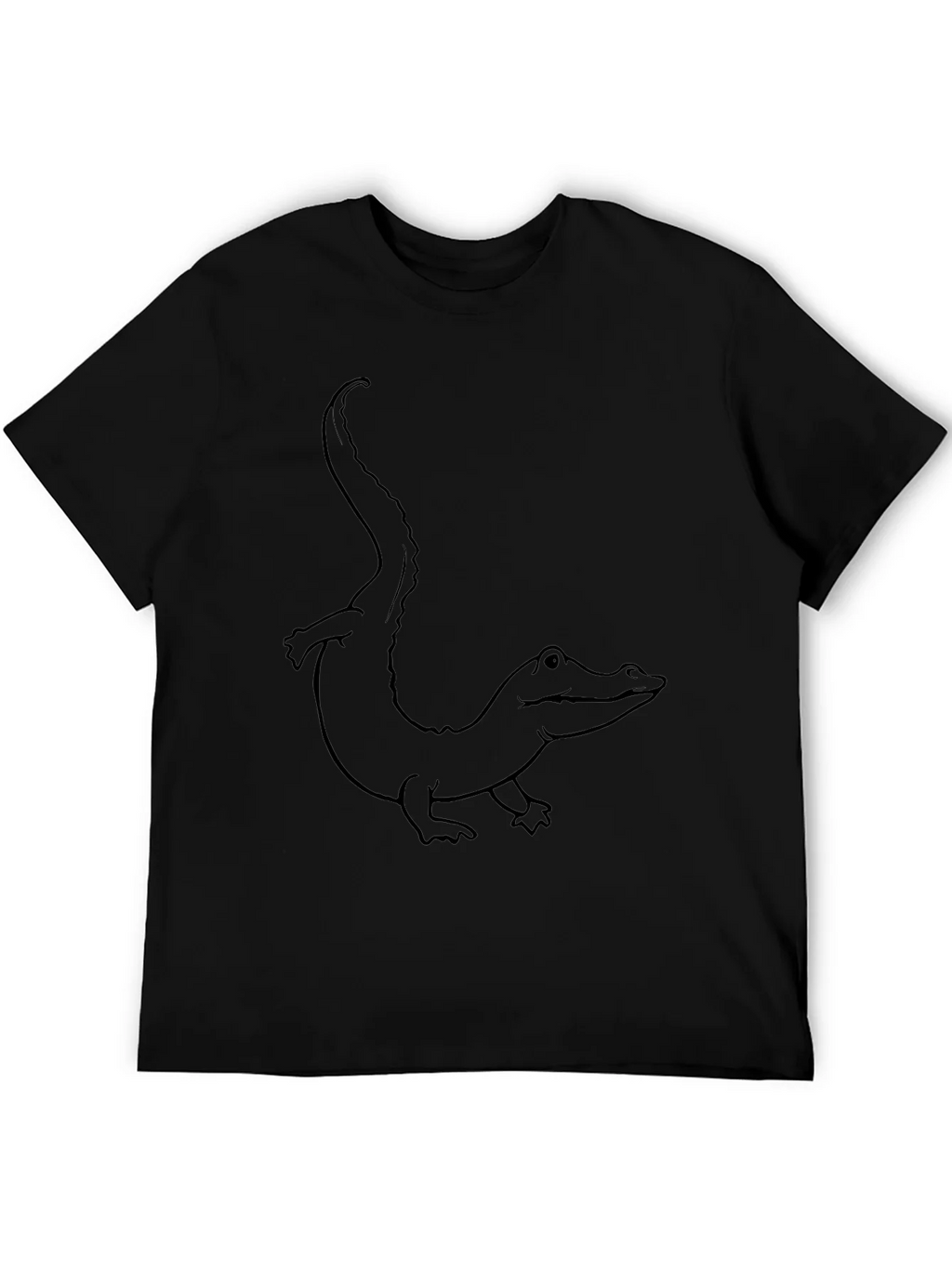 Black T-Shirt with Alligator Outline Design