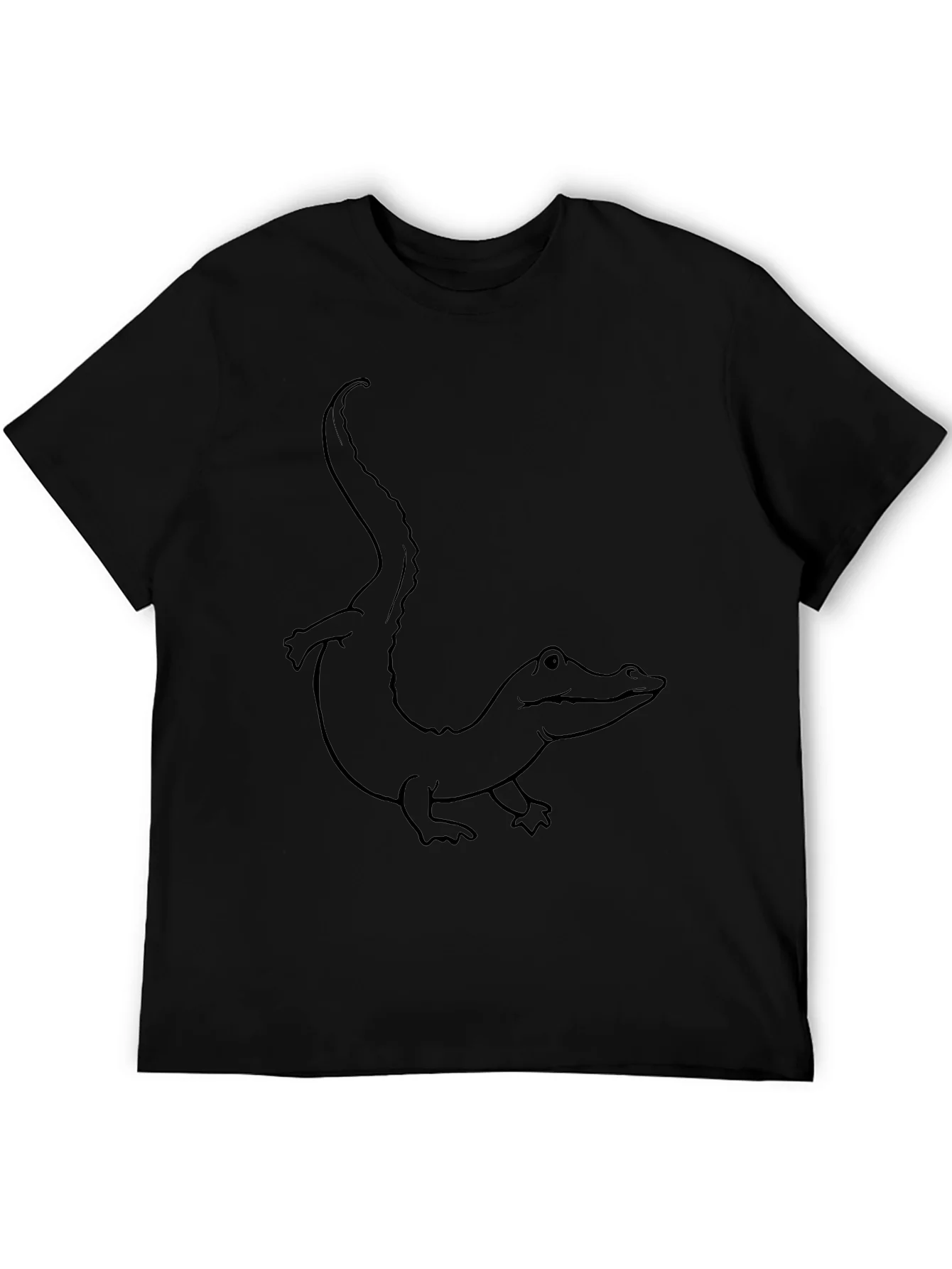 Black T-Shirt with Alligator Outline Design