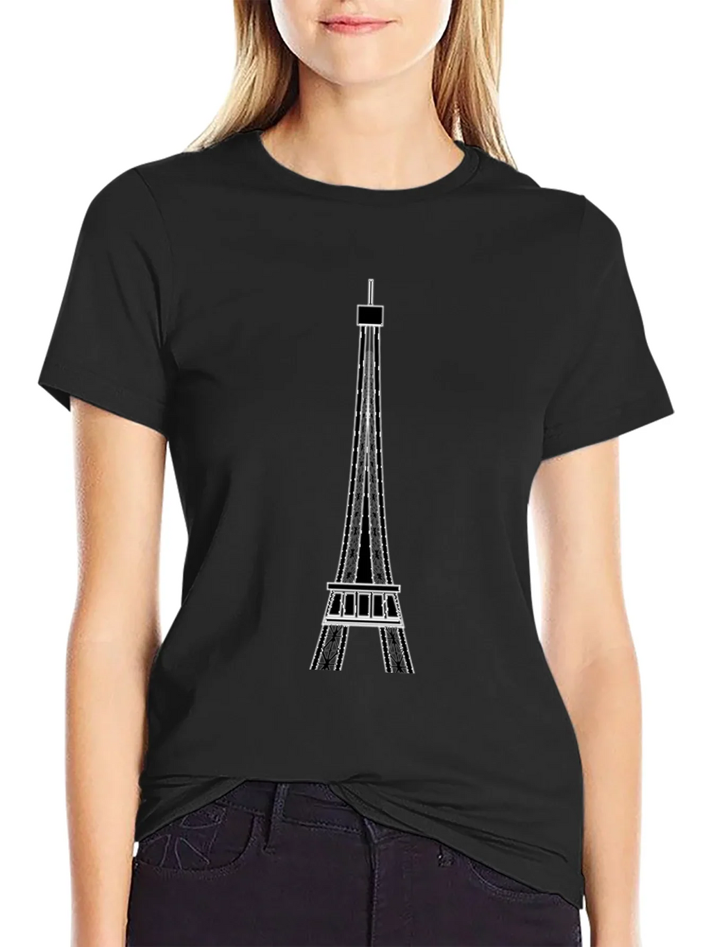 Eiffel Tower Graphic Tee - Modern Black T-Shirt