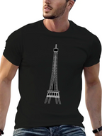 Eiffel Tower Graphic Tee - Modern Black T-Shirt
