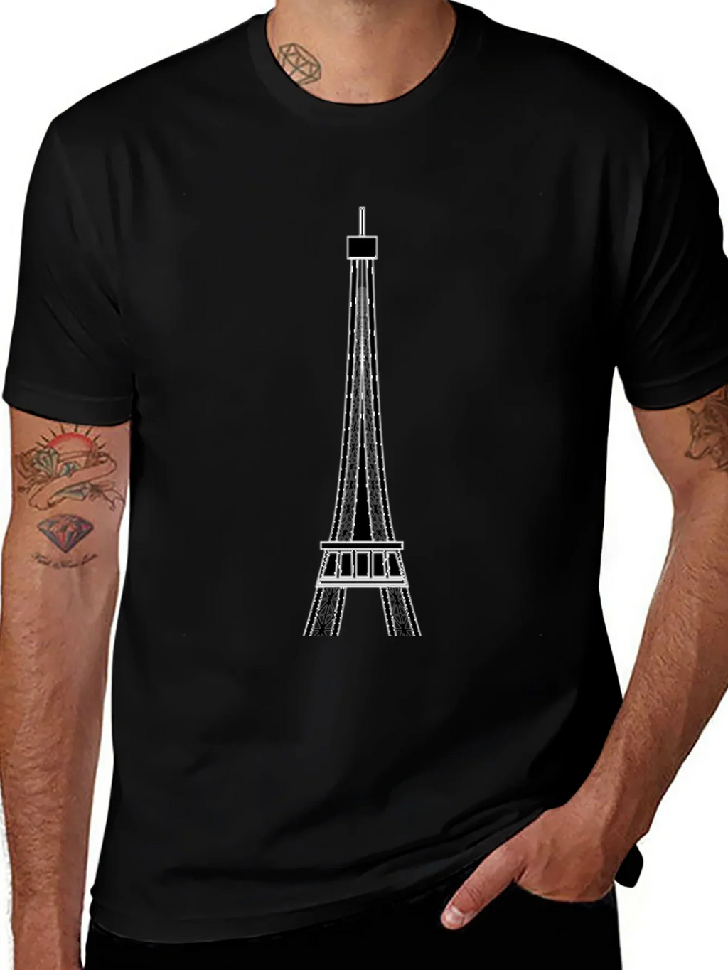 Eiffel Tower Graphic Tee - Modern Black T-Shirt