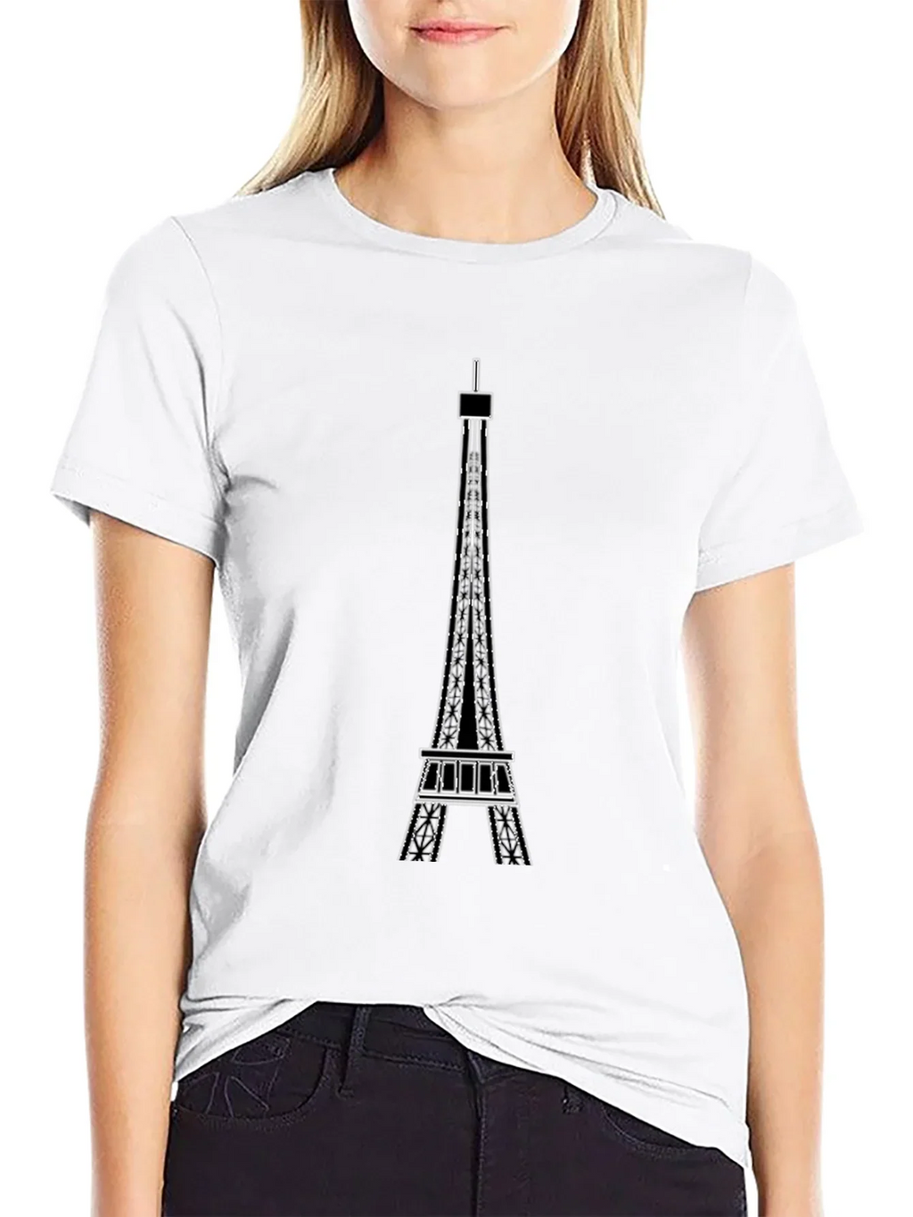 Eiffel Tower Graphic Tee - Modern Black T-Shirt
