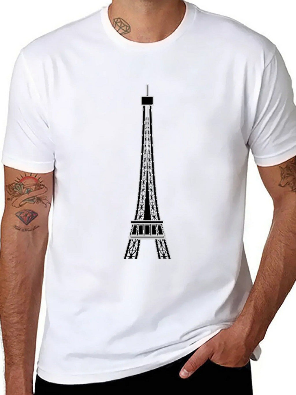 Eiffel Tower Graphic Tee - Modern Black T-Shirt