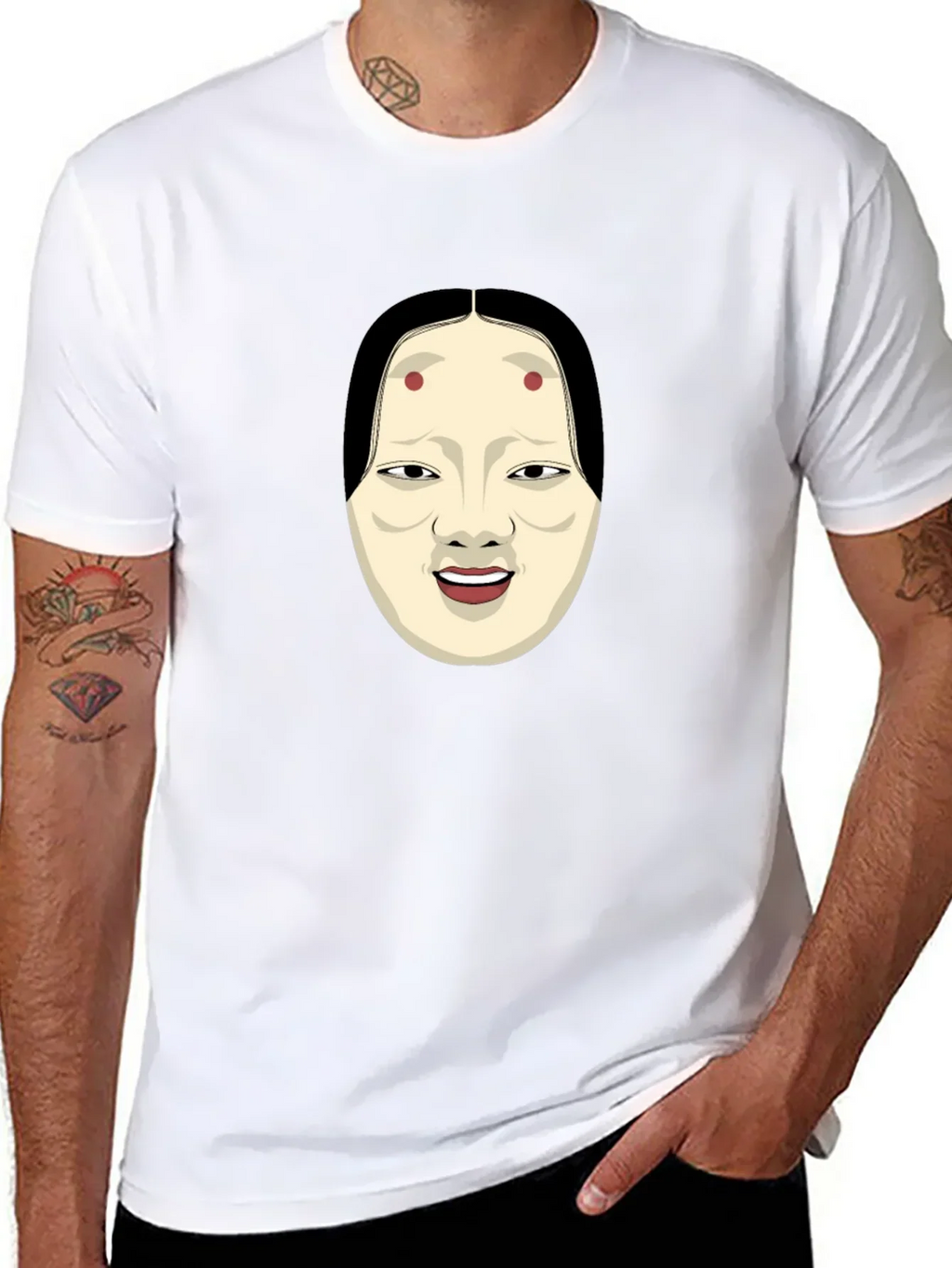 Kabuki Mask Graphic Tee - Unique Japanese Art Shirt