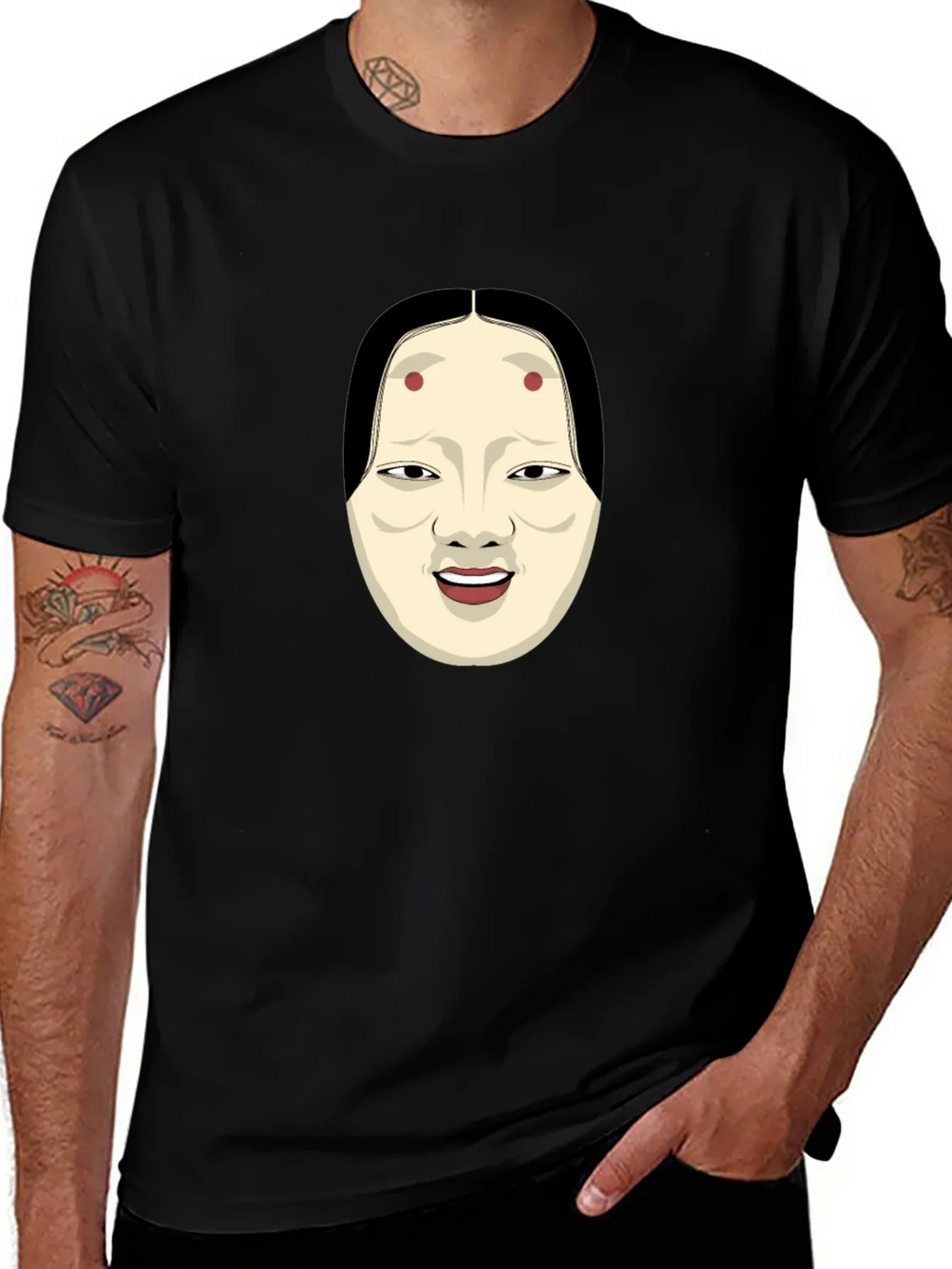 Kabuki Mask Graphic Tee - Unique Japanese Art Shirt
