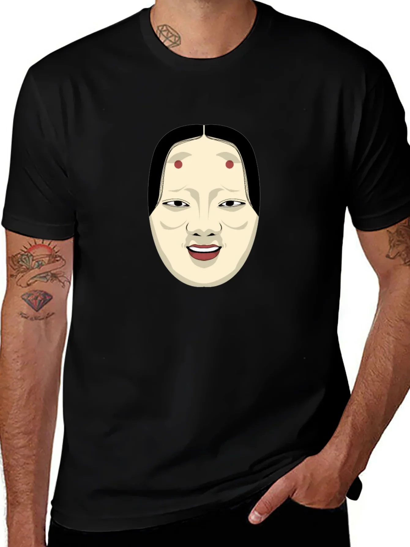 Kabuki Mask Graphic Tee - Unique Japanese Art Shirt