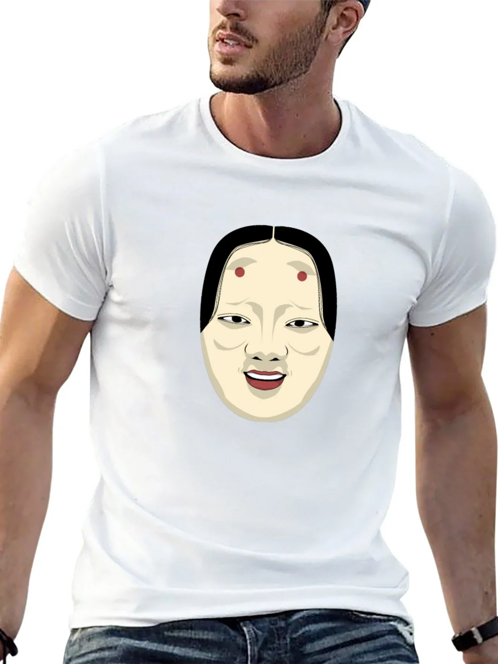 Kabuki Mask Graphic Tee - Unique Japanese Art Shirt