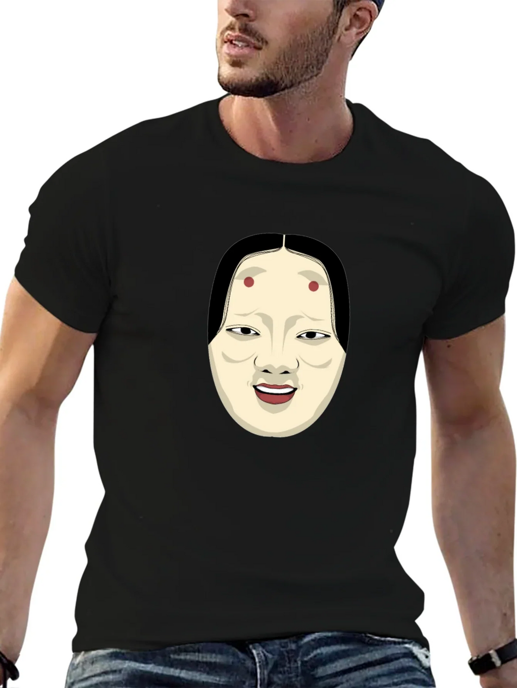 Kabuki Mask Graphic Tee - Unique Japanese Art Shirt