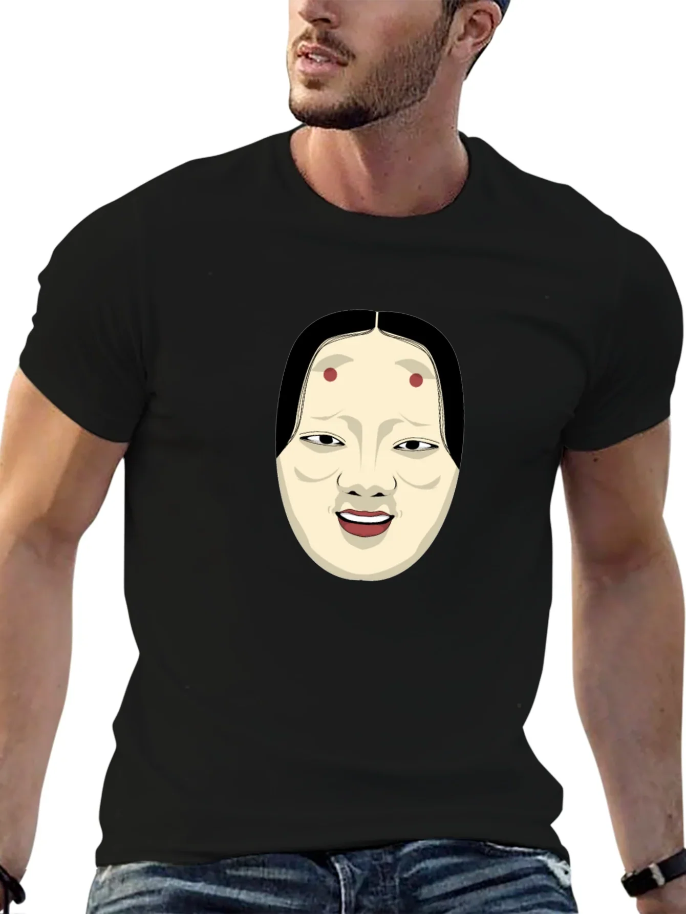 Kabuki Mask Graphic Tee - Unique Japanese Art Shirt