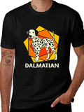 Dalmatian Dog Graphic Print Black T-Shirt