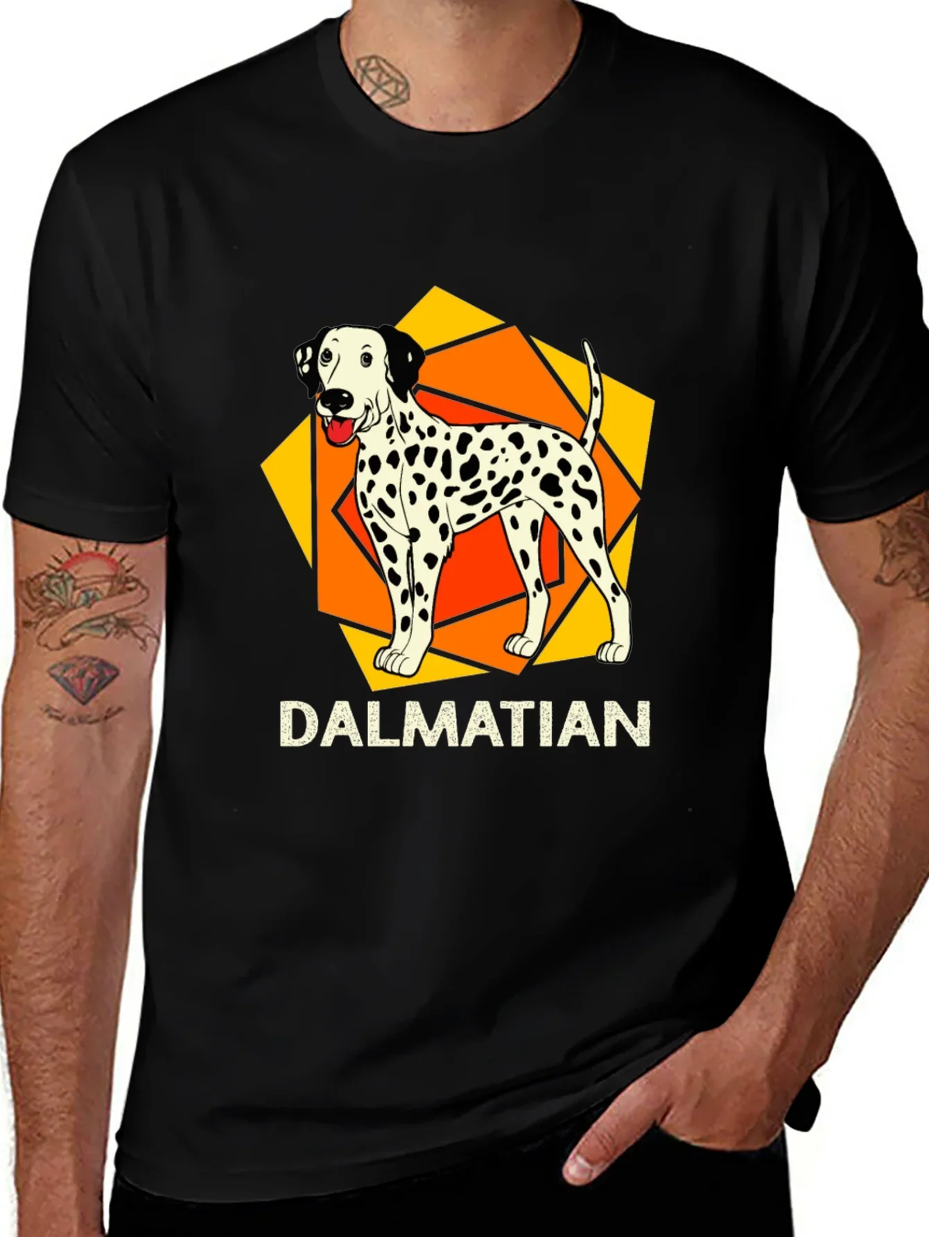 Dalmatian Dog Graphic Print Black T-Shirt