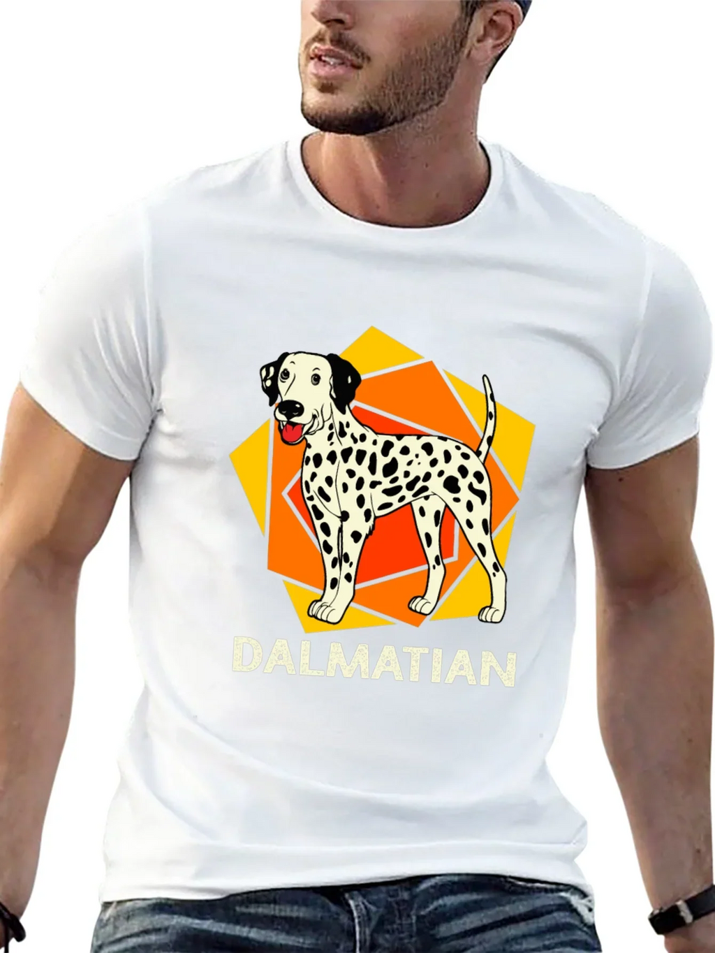 Dalmatian Dog Graphic Print Black T-Shirt