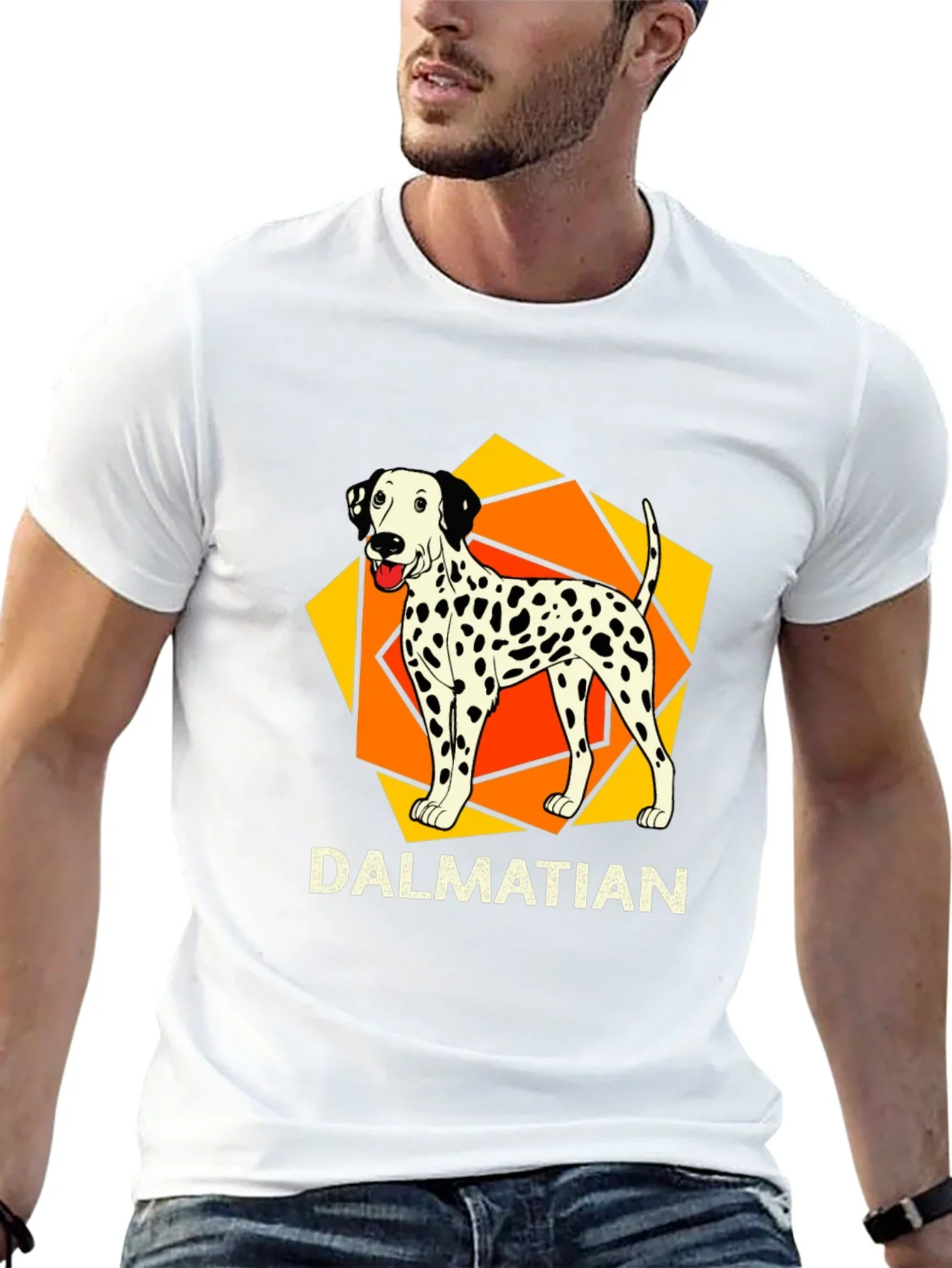 Dalmatian Dog Graphic Print Black T-Shirt
