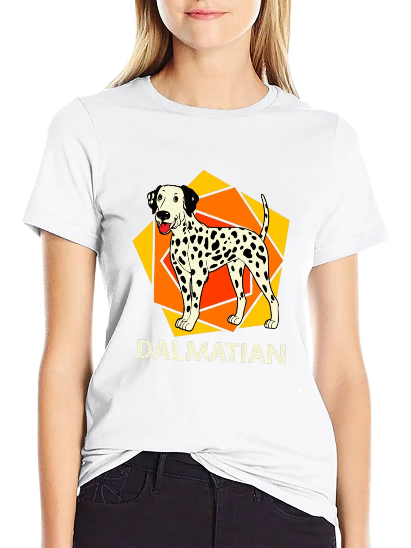 Dalmatian Dog Graphic Print Black T-Shirt