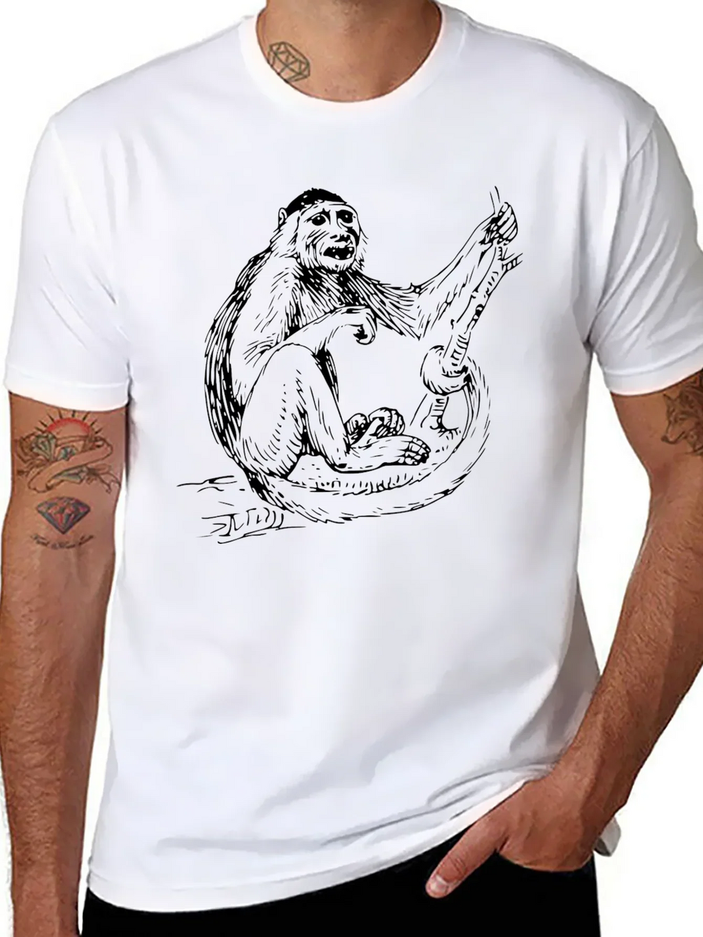 Monkey Graphic Black T-Shirt - Cool Animal Tee