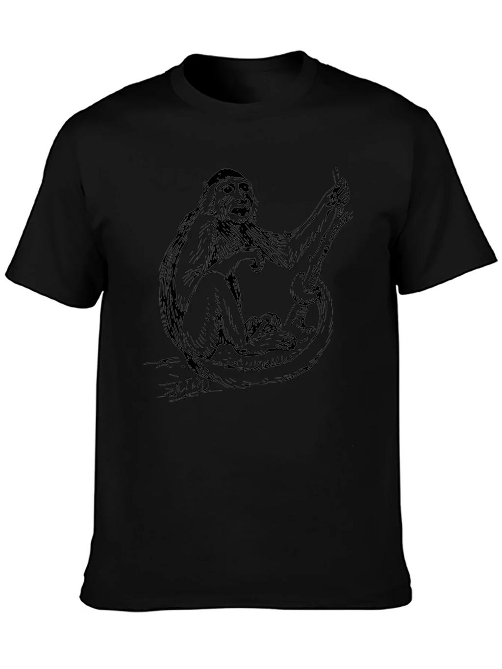 Monkey Graphic Black T-Shirt - Cool Animal Tee