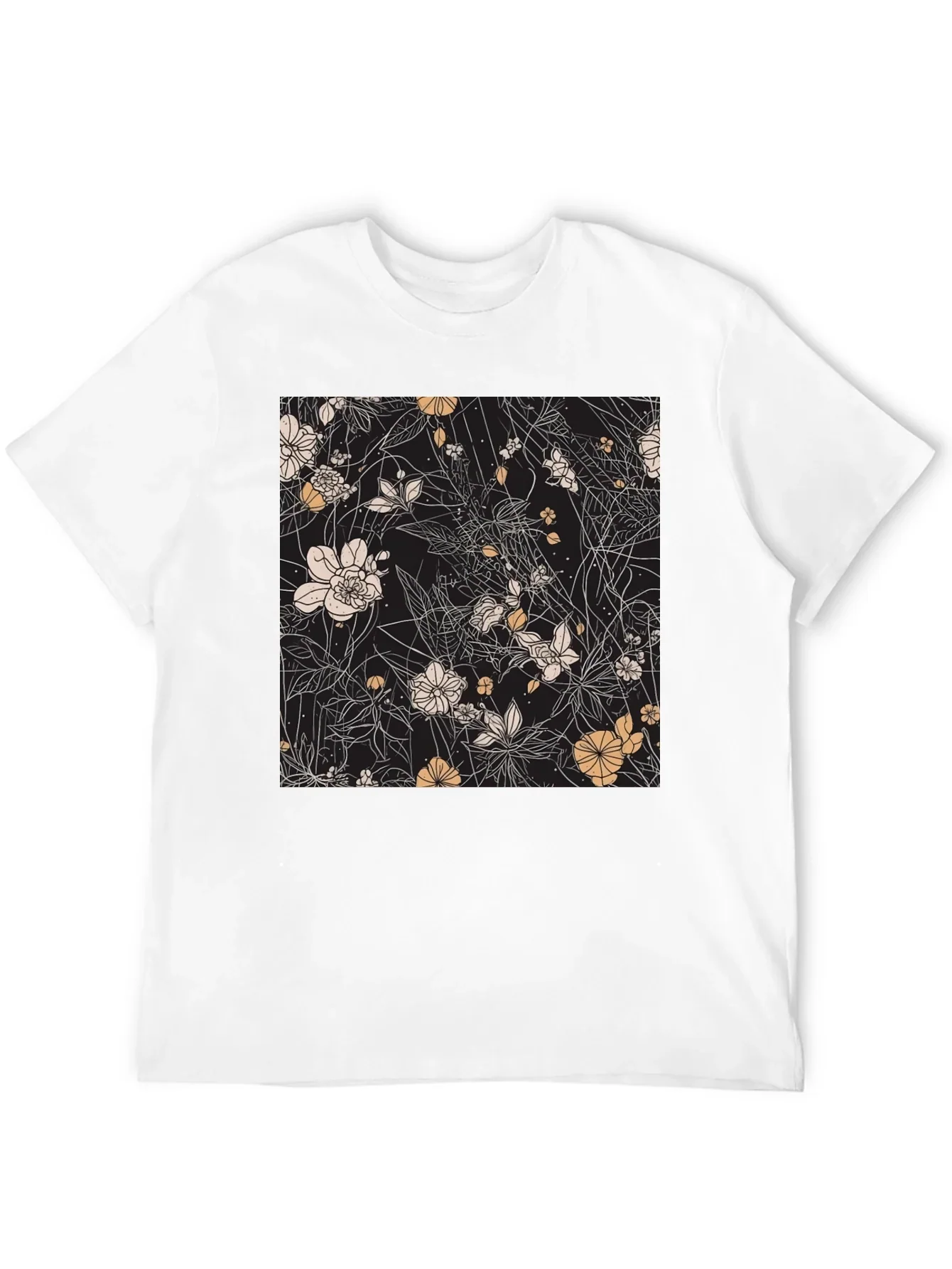 Floral Print Black T-Shirt - Stylish Casual Wear
