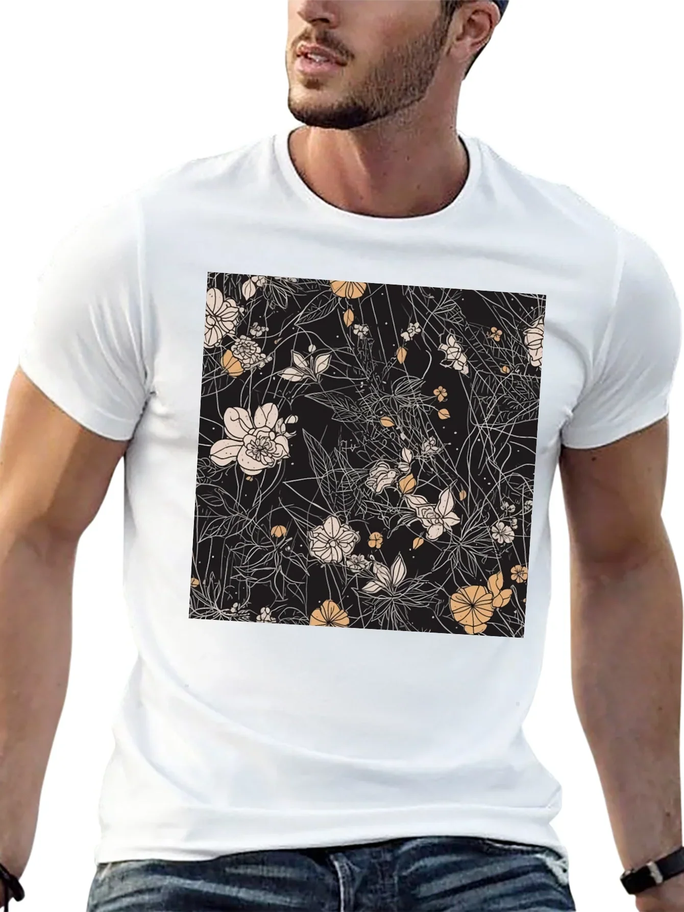 Floral Print Black T-Shirt - Stylish Casual Wear