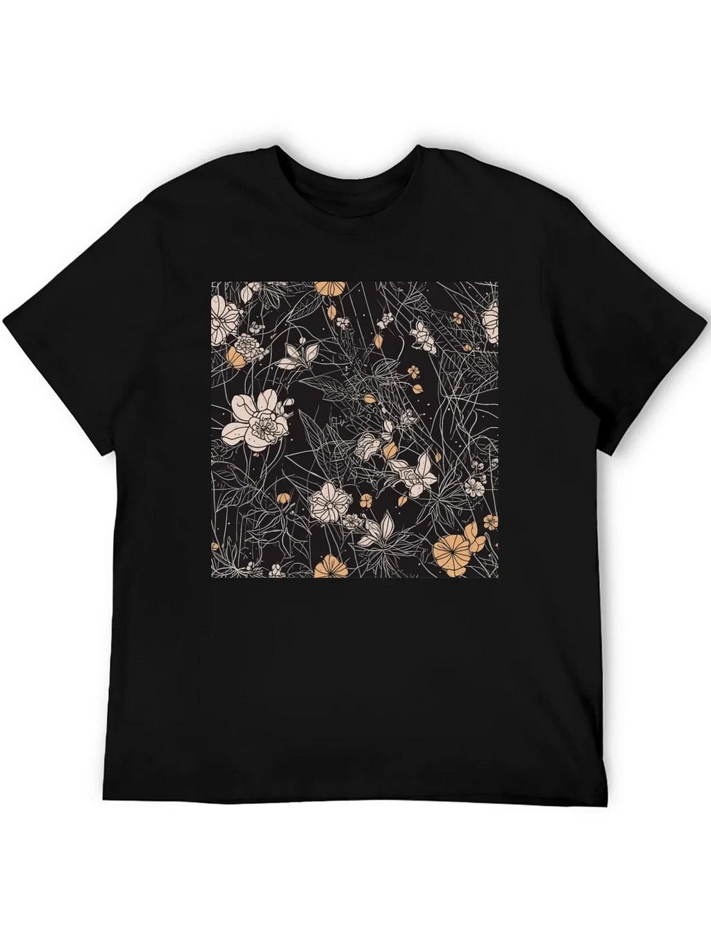 Floral Print Black T-Shirt - Stylish Casual Wear