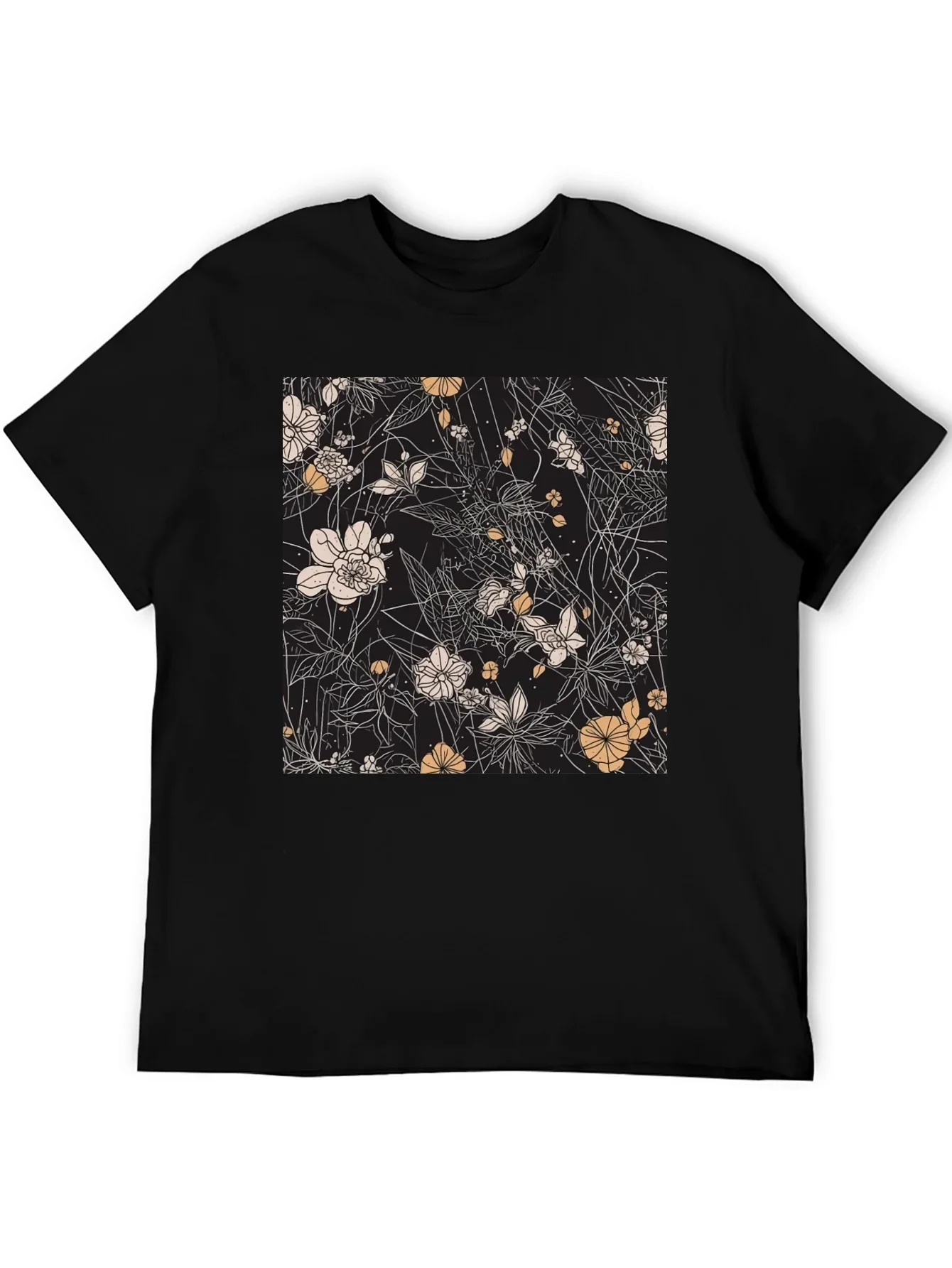 Floral Print Black T-Shirt - Stylish Casual Wear