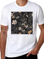 Floral Print Black T-Shirt - Stylish Casual Wear