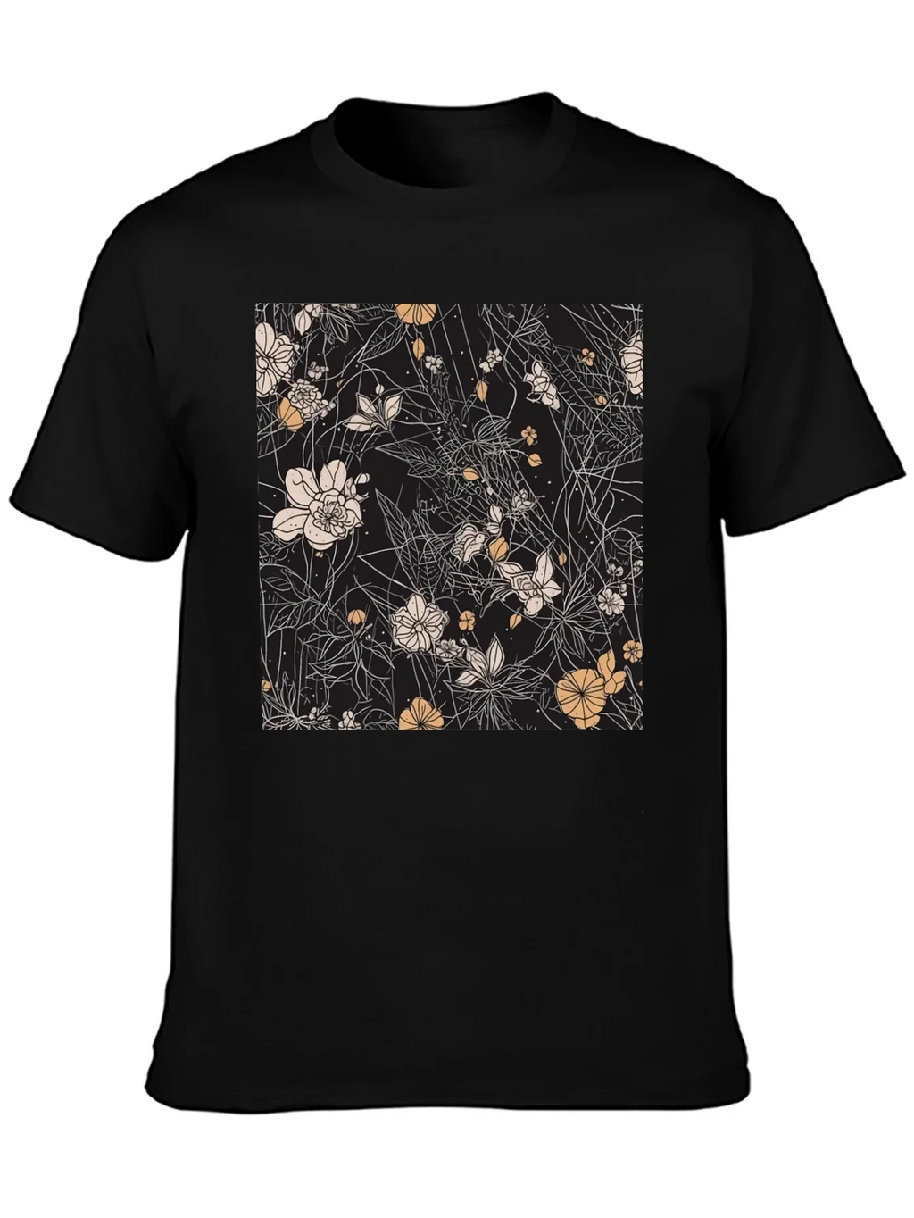 Floral Print Black T-Shirt - Stylish Casual Wear