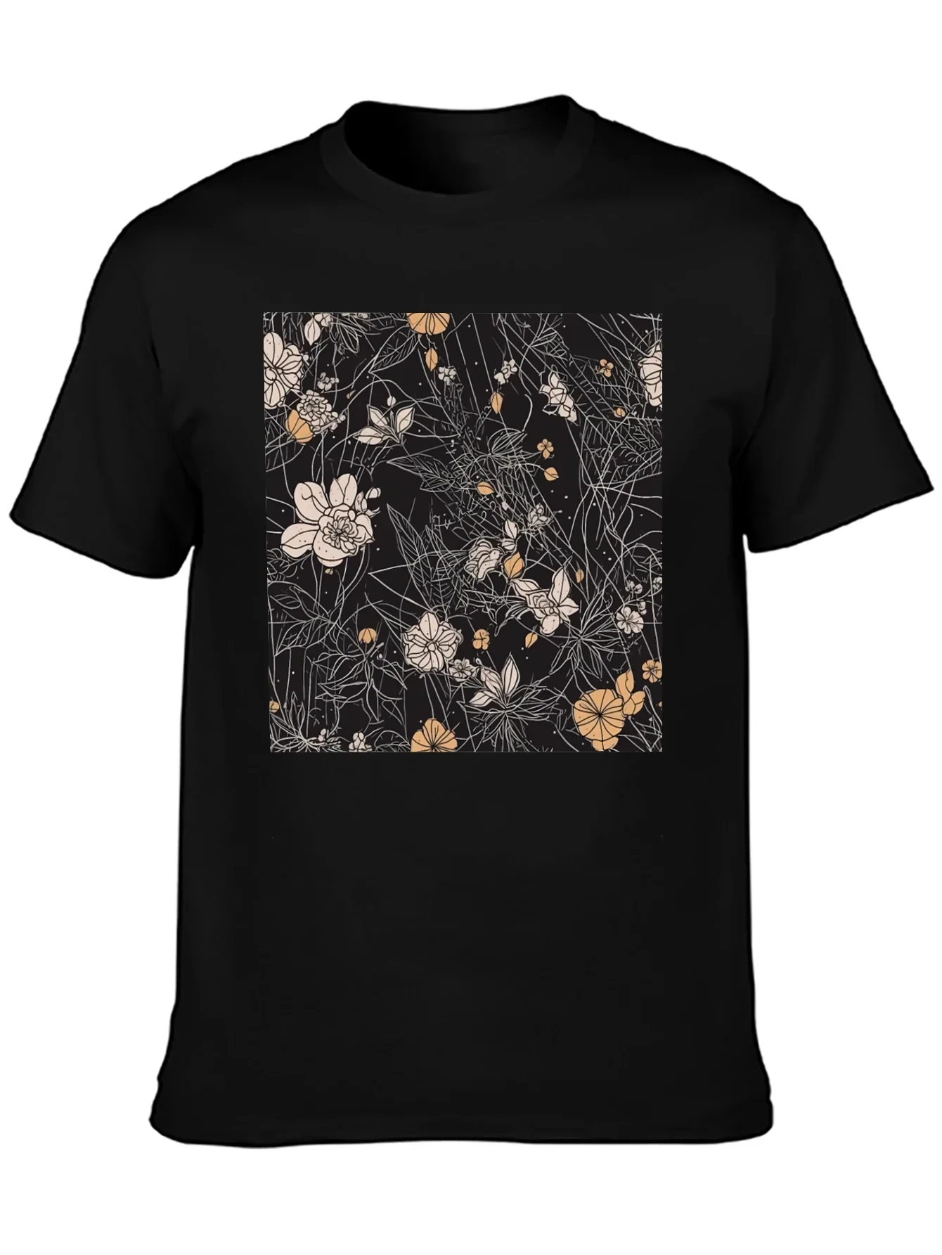 Floral Print Black T-Shirt - Stylish Casual Wear