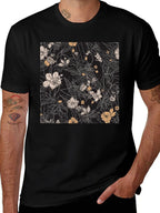 Floral Print Black T-Shirt - Stylish Casual Wear