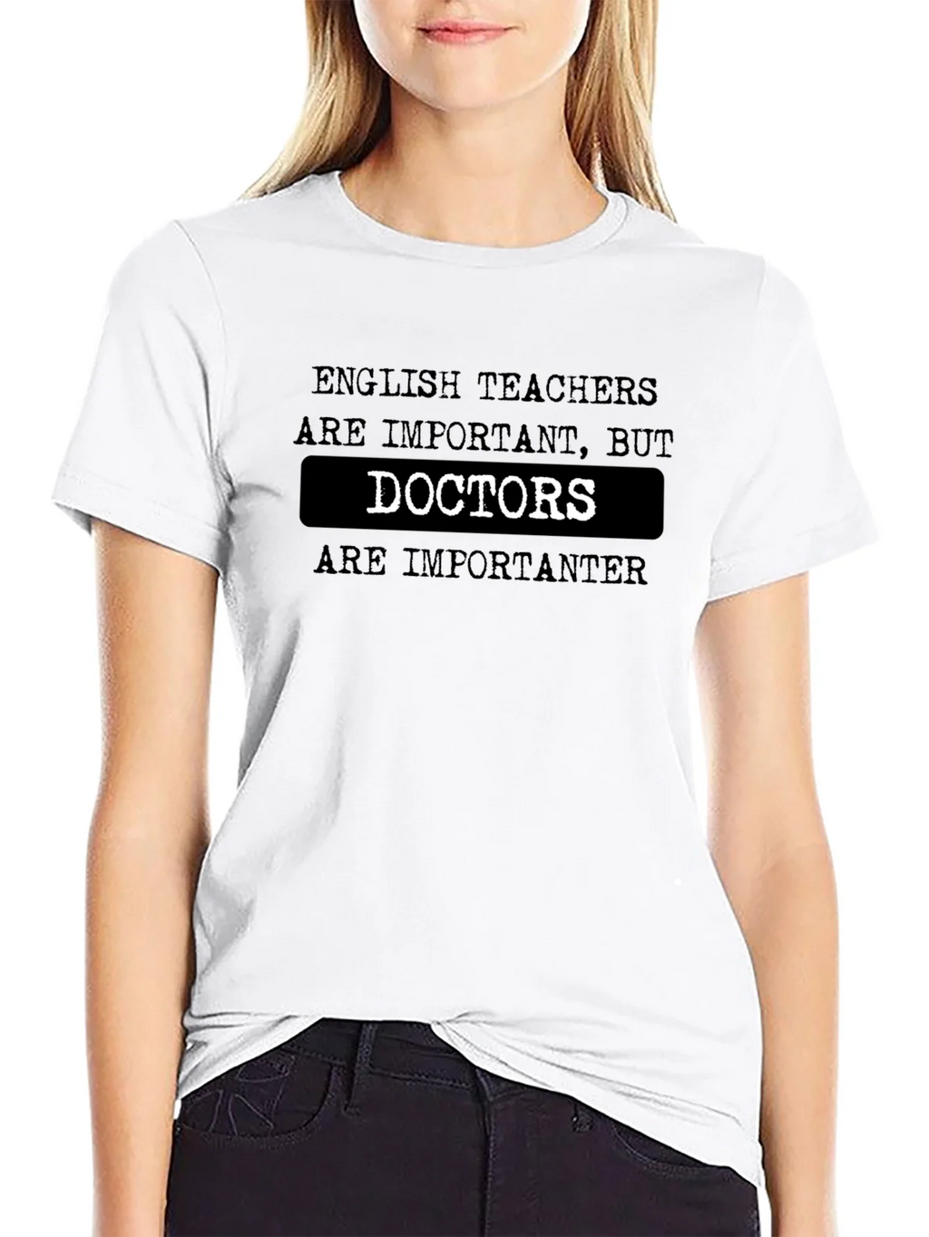 Funny English Teacher vs Doctor Black T-Shirt