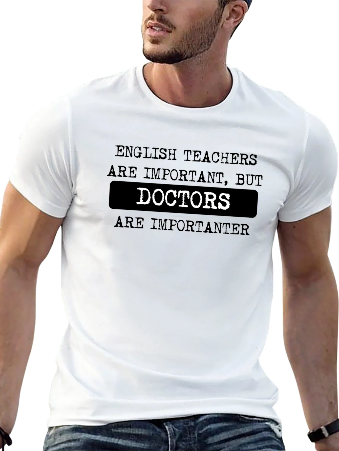 Funny English Teacher vs Doctor Black T-Shirt