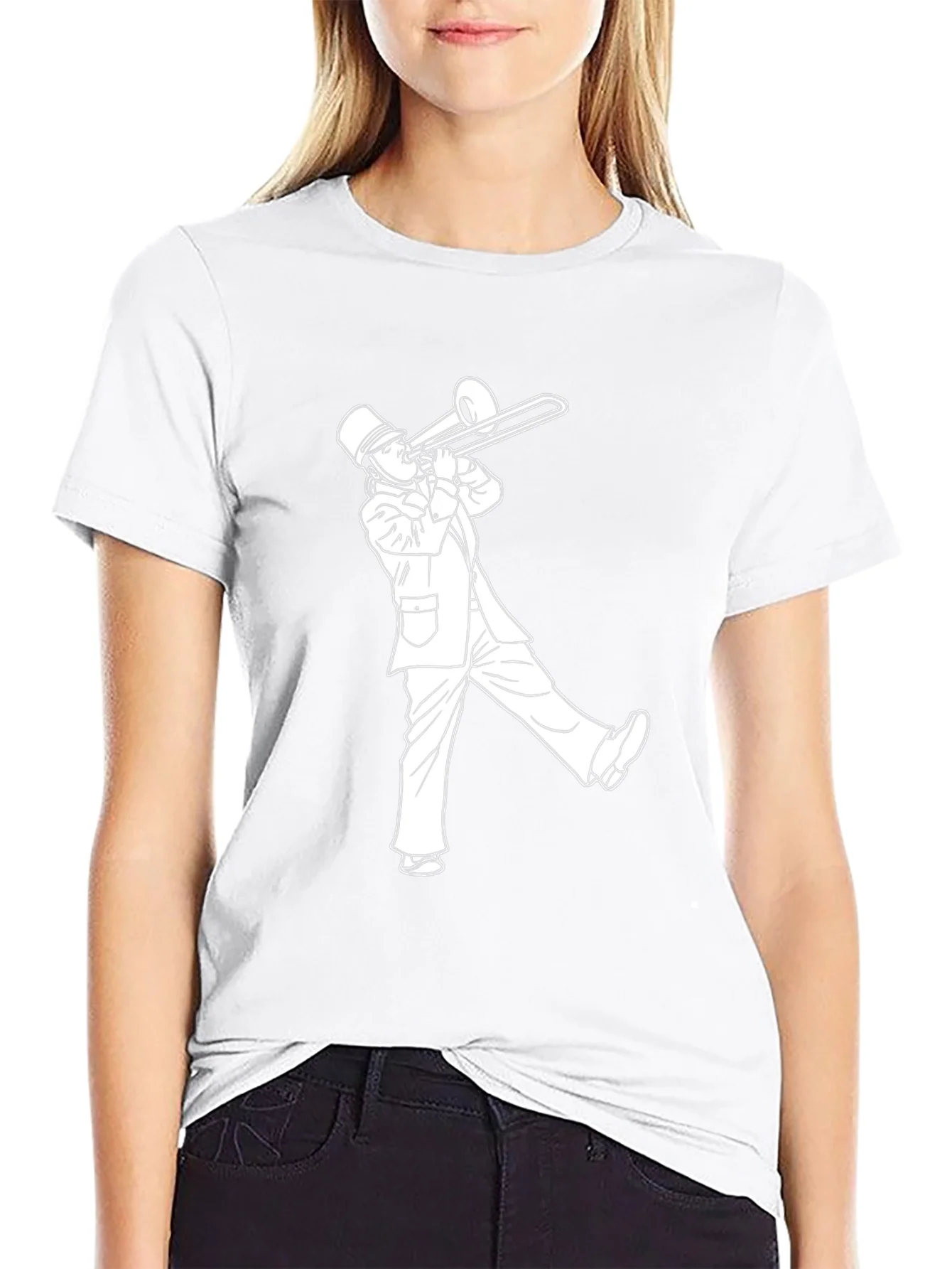 Trombone Player Graphic Tee - Black Cotton