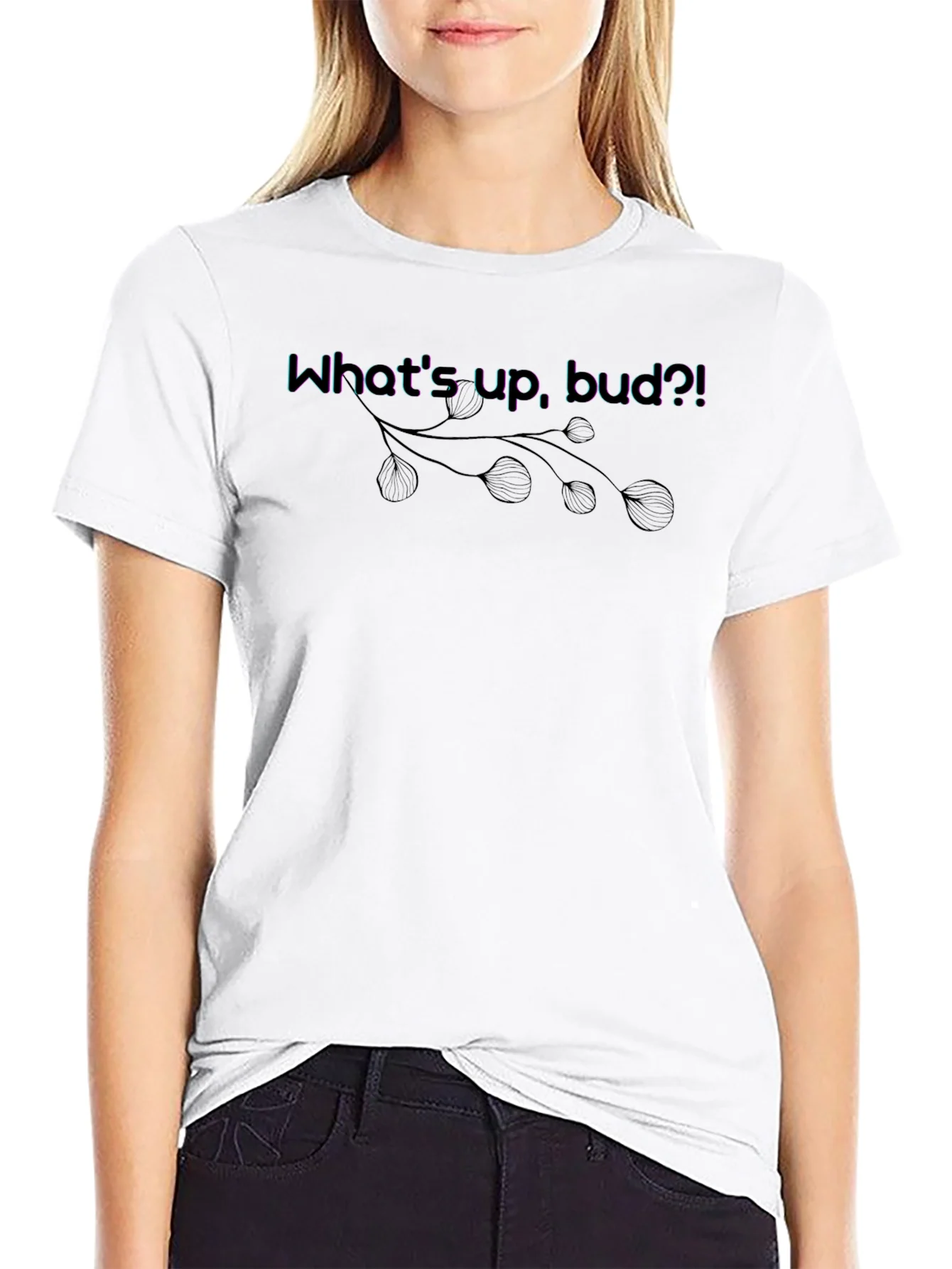 Whats Up Bud?! Graphic Tee - Casual Black T-Shirt