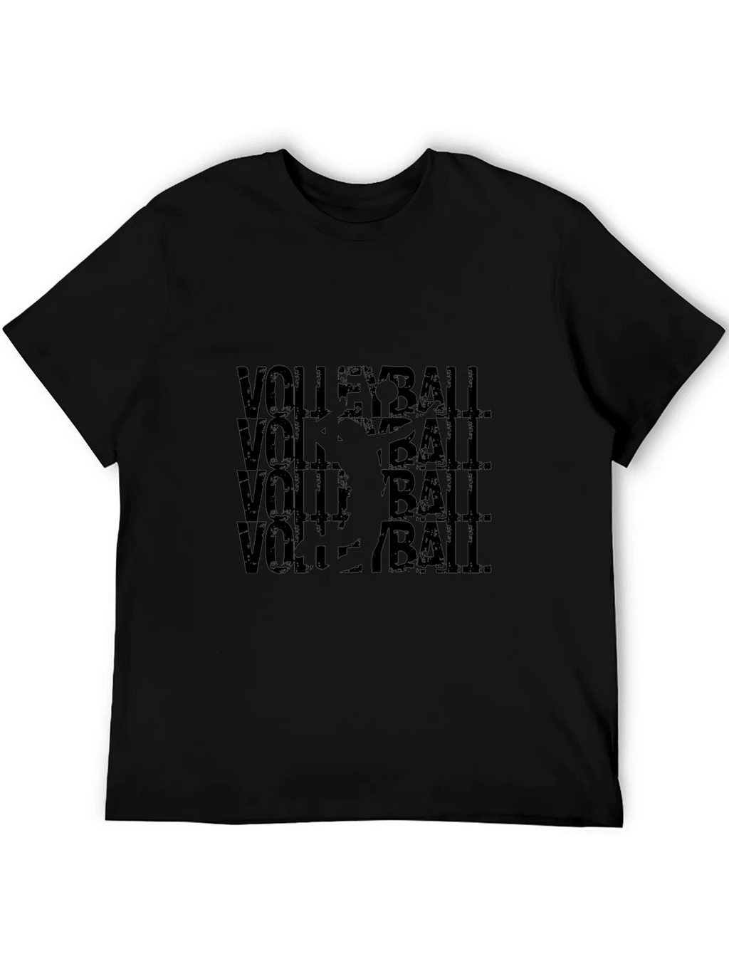 Volleyball Graphic Tee - Black Cotton Blend T-Shirt