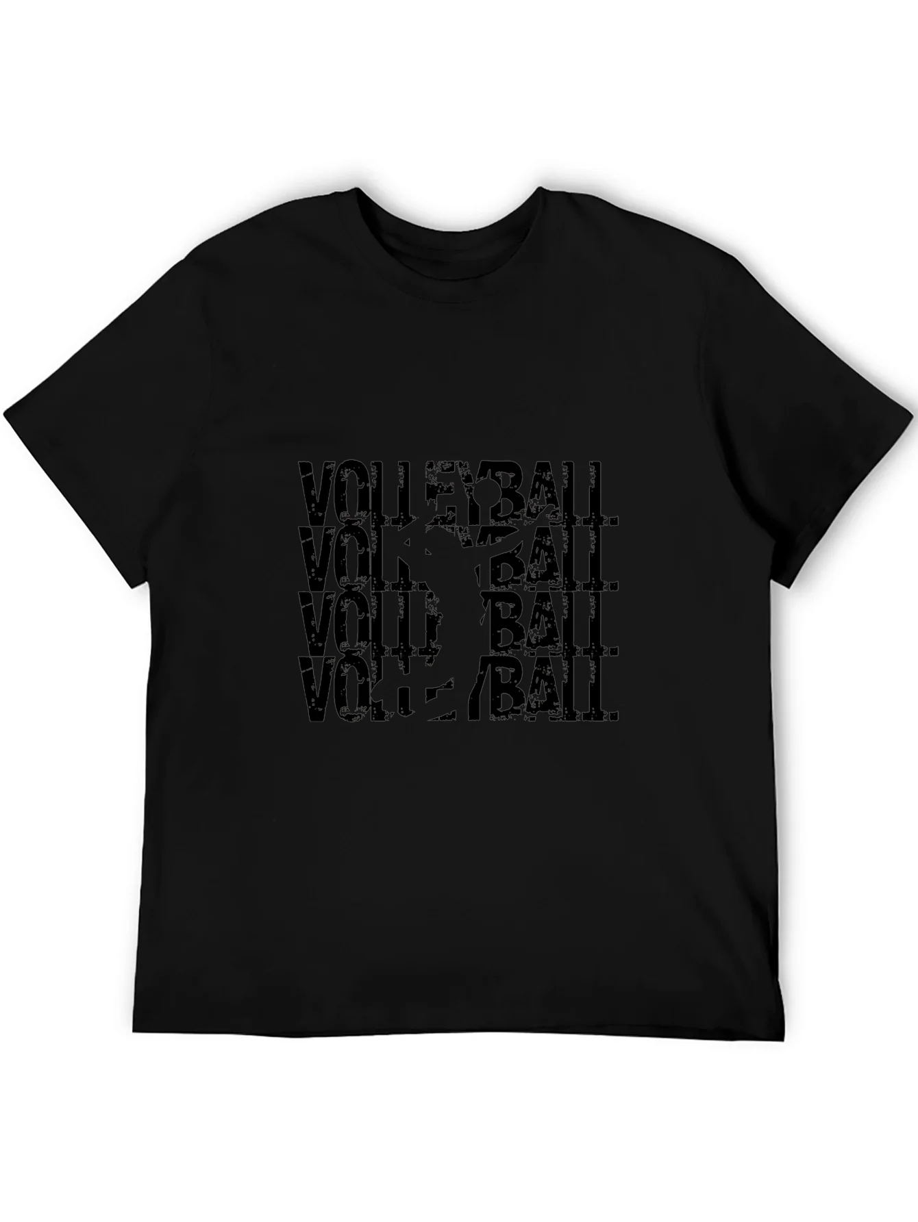 Volleyball Graphic Tee - Black Cotton Blend T-Shirt