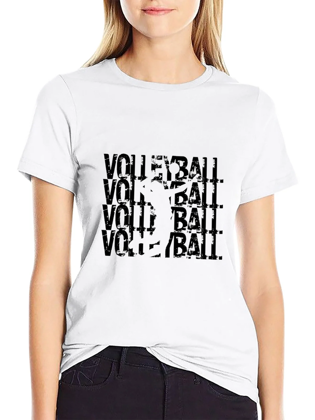 Volleyball Graphic Tee - Black Cotton Blend T-Shirt