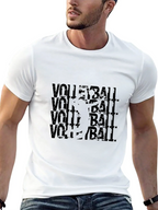 Volleyball Graphic Tee - Black Cotton Blend T-Shirt