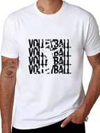 Volleyball Graphic Tee - Black Cotton Blend T-Shirt