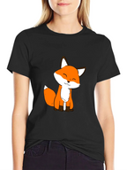 Cute Fox Graphic Black T-Shirt - Soft Cotton Blend