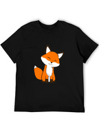 Cute Fox Graphic Black T-Shirt - Soft Cotton Blend