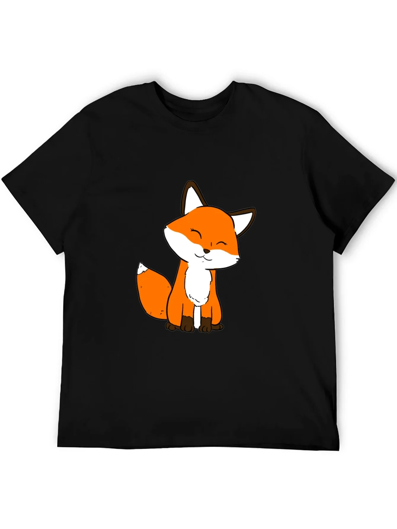 Cute Fox Graphic Black T-Shirt - Soft Cotton Blend