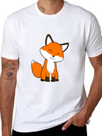 Cute Fox Graphic Black T-Shirt - Soft Cotton Blend