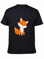 Cute Fox Graphic Black T-Shirt - Soft Cotton Blend