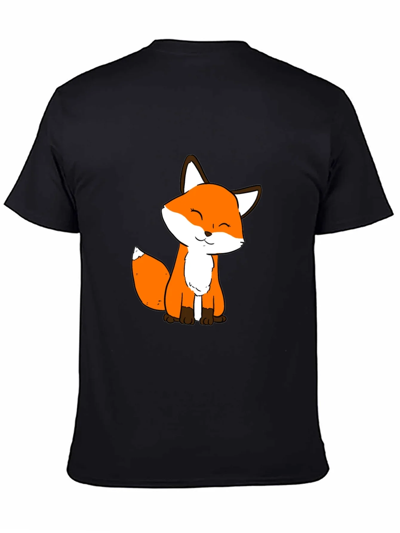 Cute Fox Graphic Black T-Shirt - Soft Cotton Blend