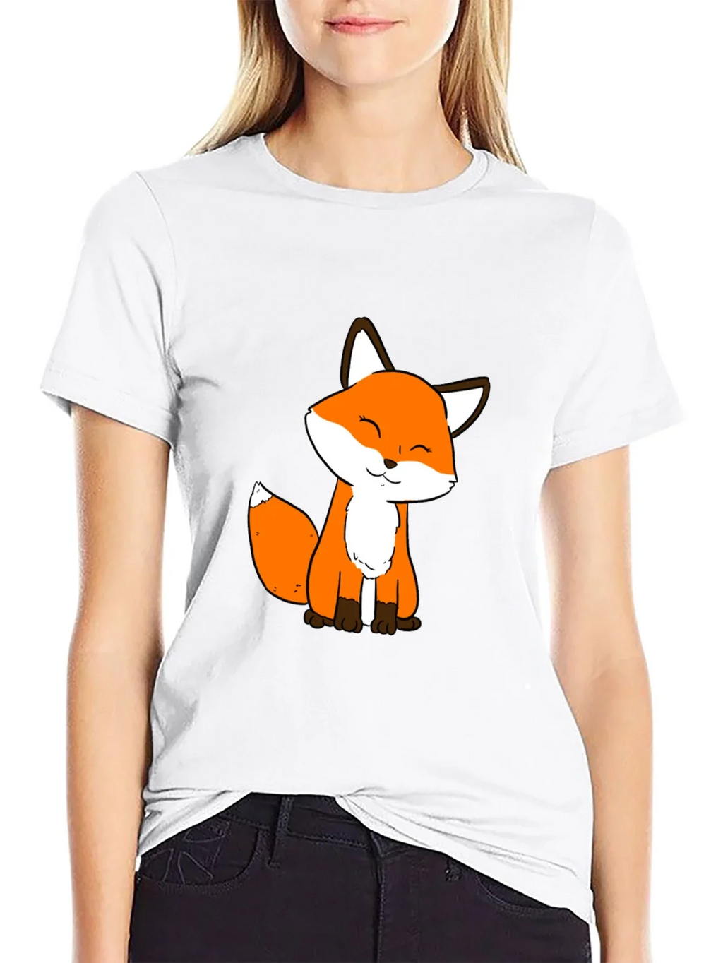 Cute Fox Graphic Black T-Shirt - Soft Cotton Blend