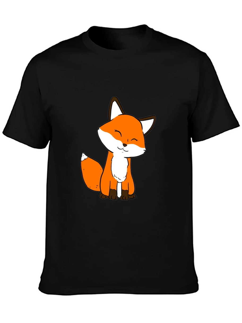 Cute Fox Graphic Black T-Shirt - Soft Cotton Blend