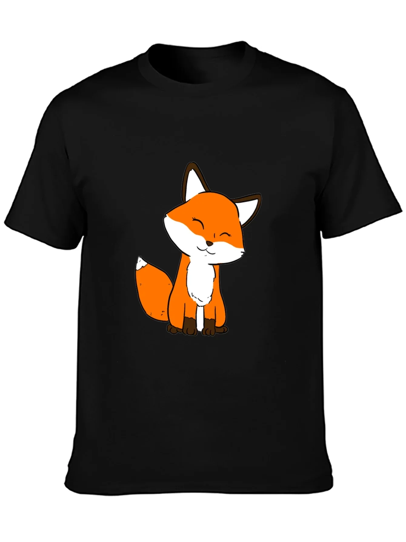 Cute Fox Graphic Black T-Shirt - Soft Cotton Blend