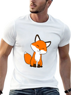 Cute Fox Graphic Black T-Shirt - Soft Cotton Blend