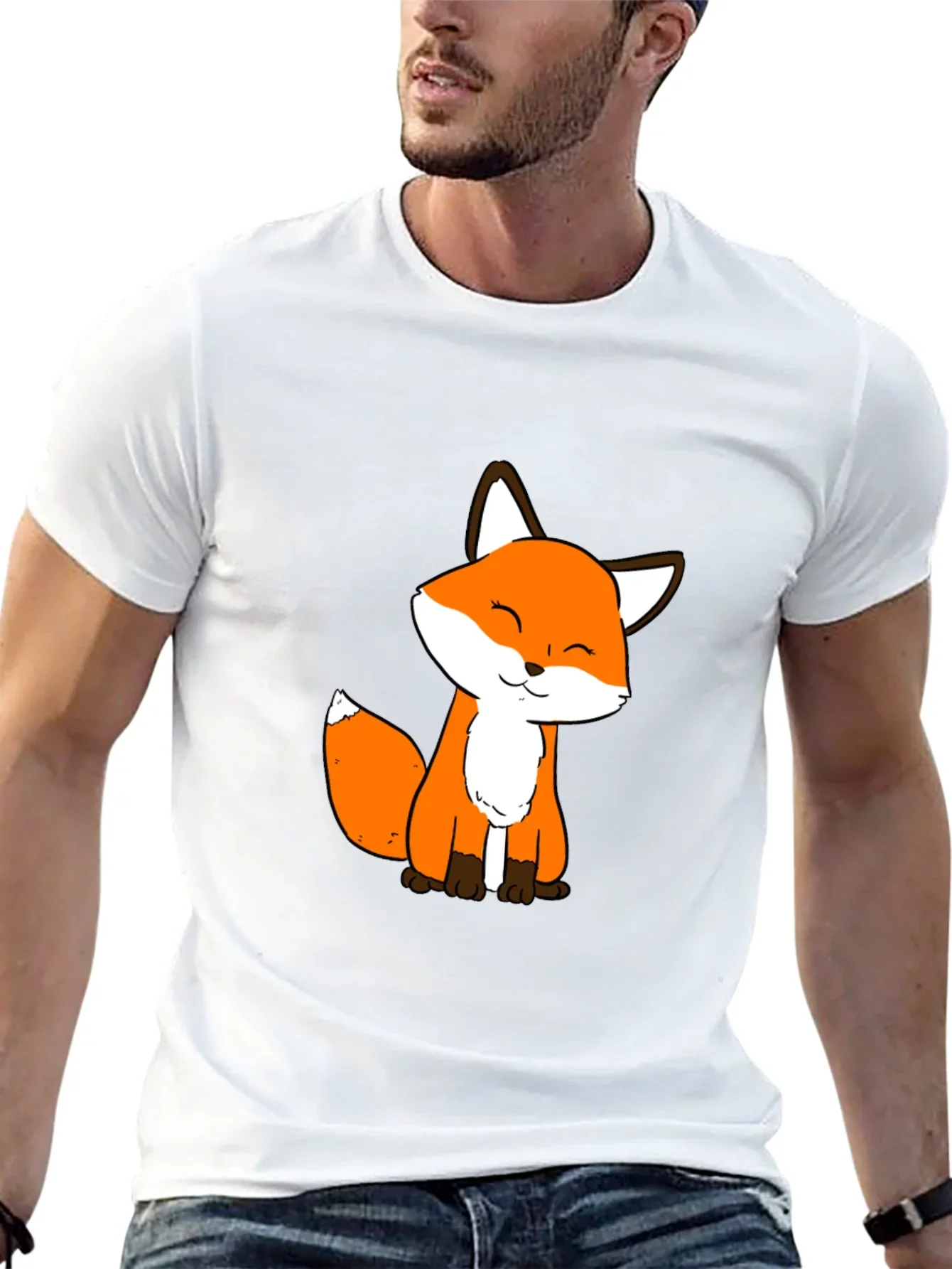 Cute Fox Graphic Black T-Shirt - Soft Cotton Blend
