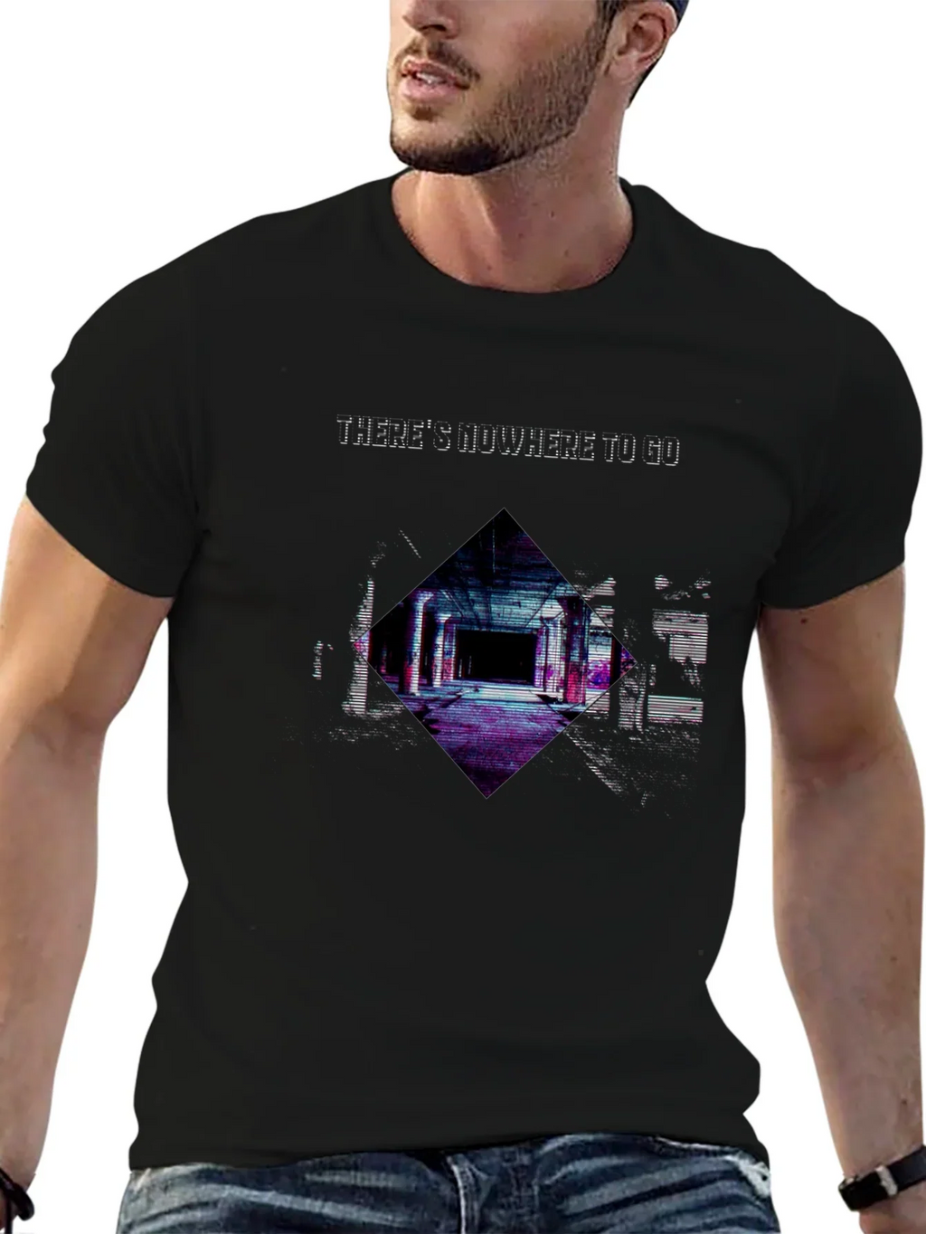 Edgy Nowhere To Go Graphic Black T-Shirt