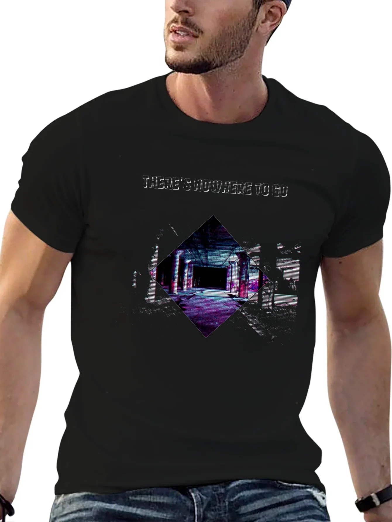 Edgy Nowhere To Go Graphic Black T-Shirt